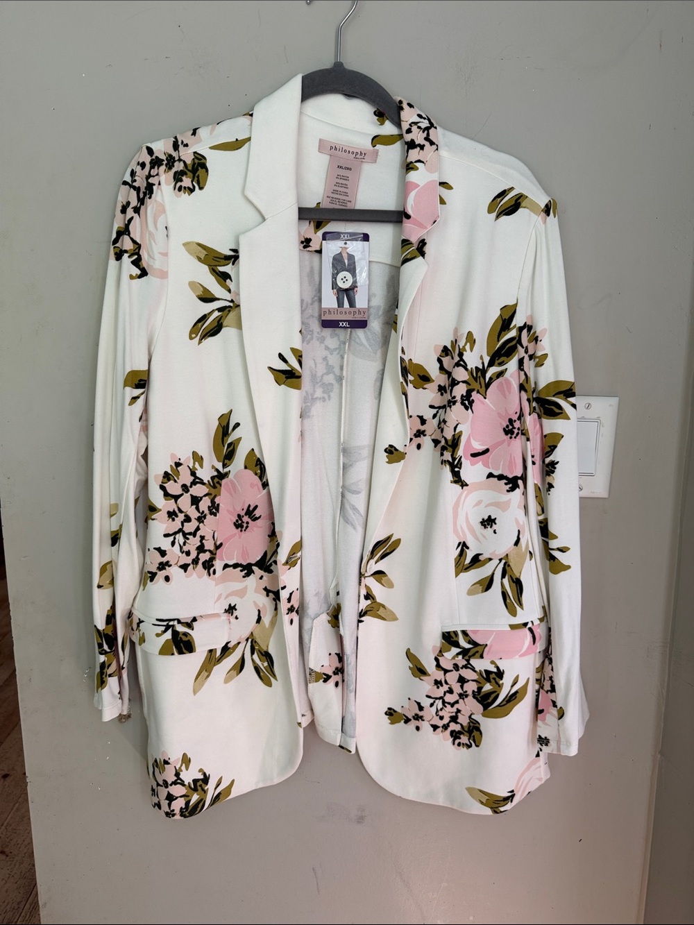 Philosophy Cream Blazer with Pink and Olive Floral Print